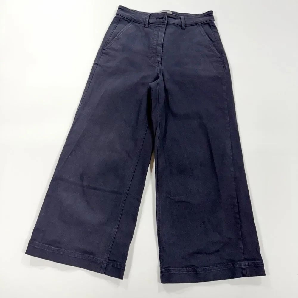 Everlane Wide-Leg Cropped Pants – Navy Blue – Size 4